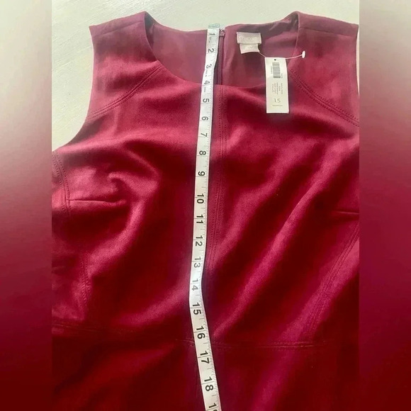 Chico’s Women’s Deep Garnet Suede Sleeveless Sheath Dress SZ 10 - Picture 8 of 9